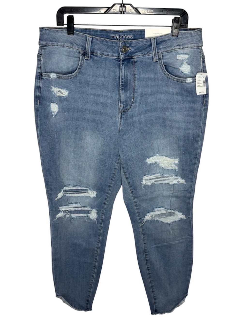 Maurices Jeans 16W High Rise Denim Flex Jegging Ankle Frayed Stretch Casual Chic